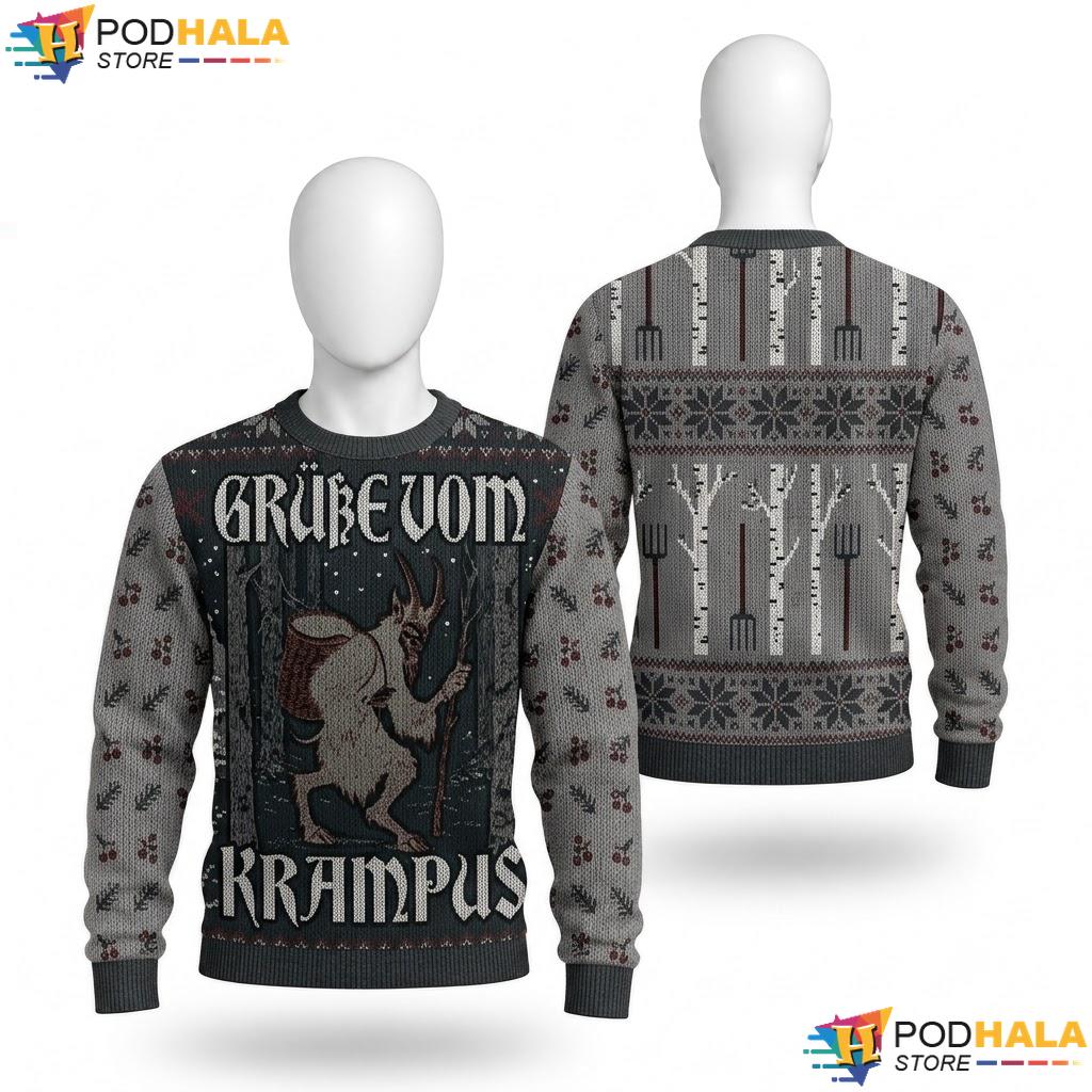 Kramperl Demon Krampus Ugly Christmas Sweater Grusse Vom Holiday Top