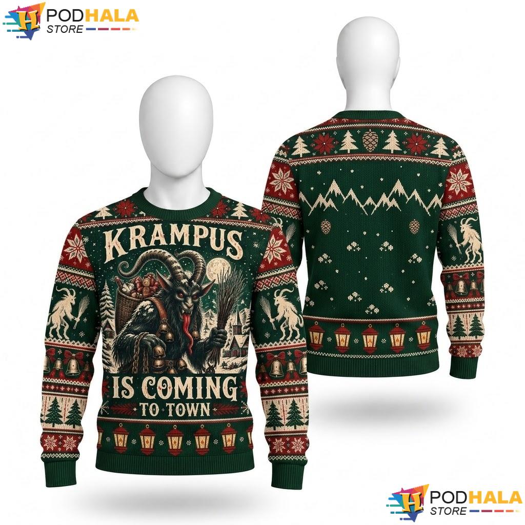Krampus Scary Funny Ugly Christmas Sweater Festive Xmas Mens Graphic Top