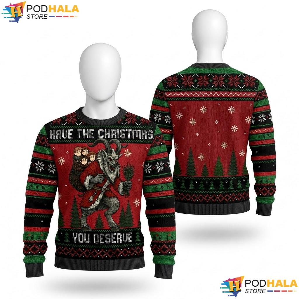 Krampus You Deserve Ugly Christmas Sweater Funny Demon Holiday Top