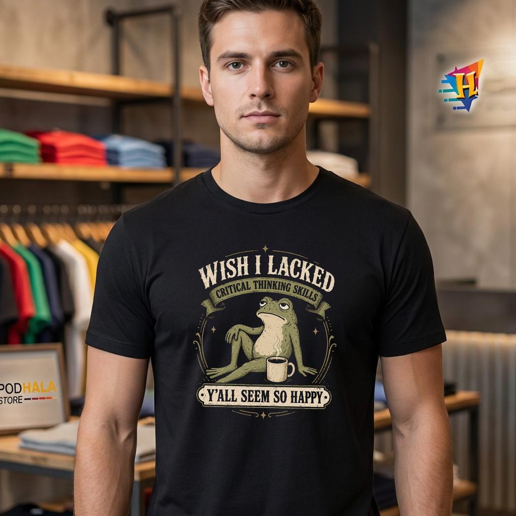 Lacked Critical Thinking Tshirt Funny Frog Meme Adult Humor Graphic Tee Lacked Critical Thinking Tshirt Funny Frog Meme Adult Humor Graphic Tee