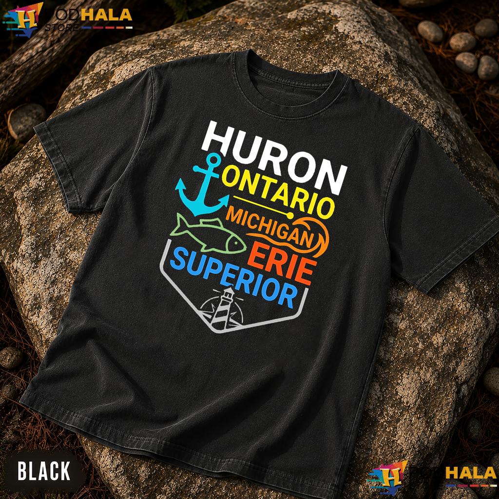Lakes Fishing Lake Ontario Comfort Colors T-Shirt Huron Michigan Erie