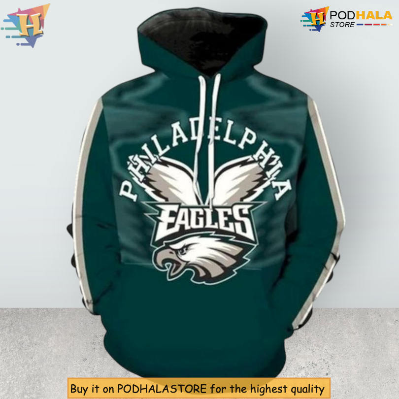Large Team Logo Gift For Fans Philadelphia Eagles Hoodie 3D NFL Apparel