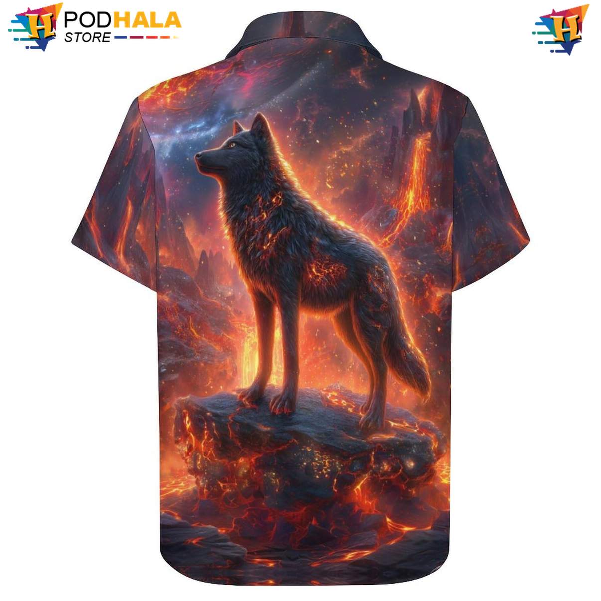 Lava Wolf Peak Tropical Shirt Mens Cool Print Casual Graphic Summer Beachwear Lava Wolf Peak Tropical Shirt Mens Cool Print Casual Graphic Summer Beachwear