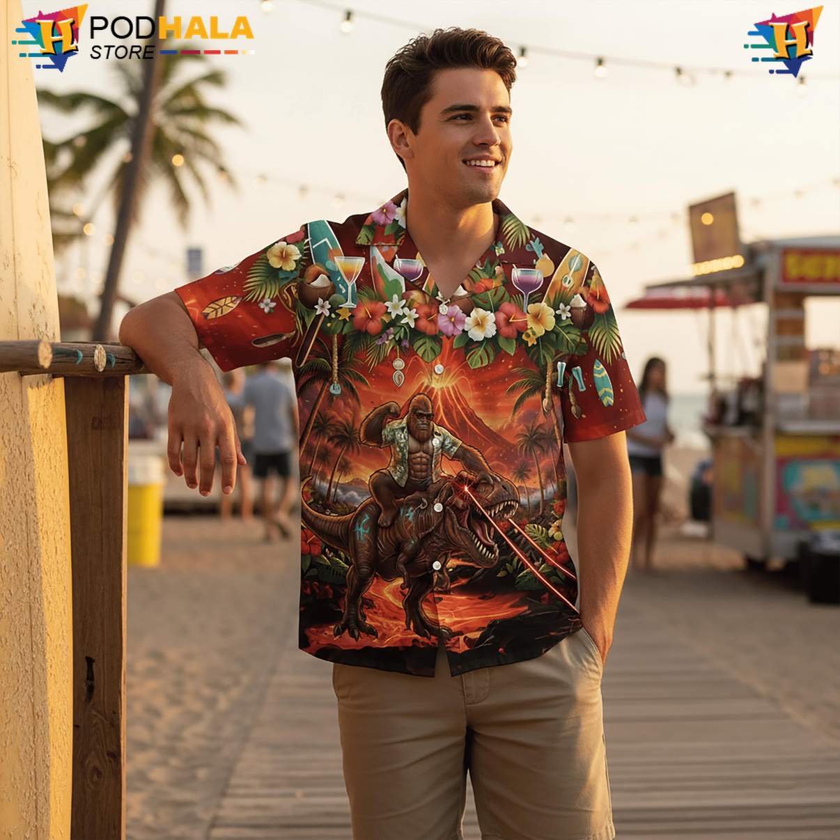 Lazy TRex Tropical Shirt Mens Tropical Beach Button Down Holiday Apparel Lazy TRex Tropical Shirt Mens Tropical Beach Button Down Holiday Apparel