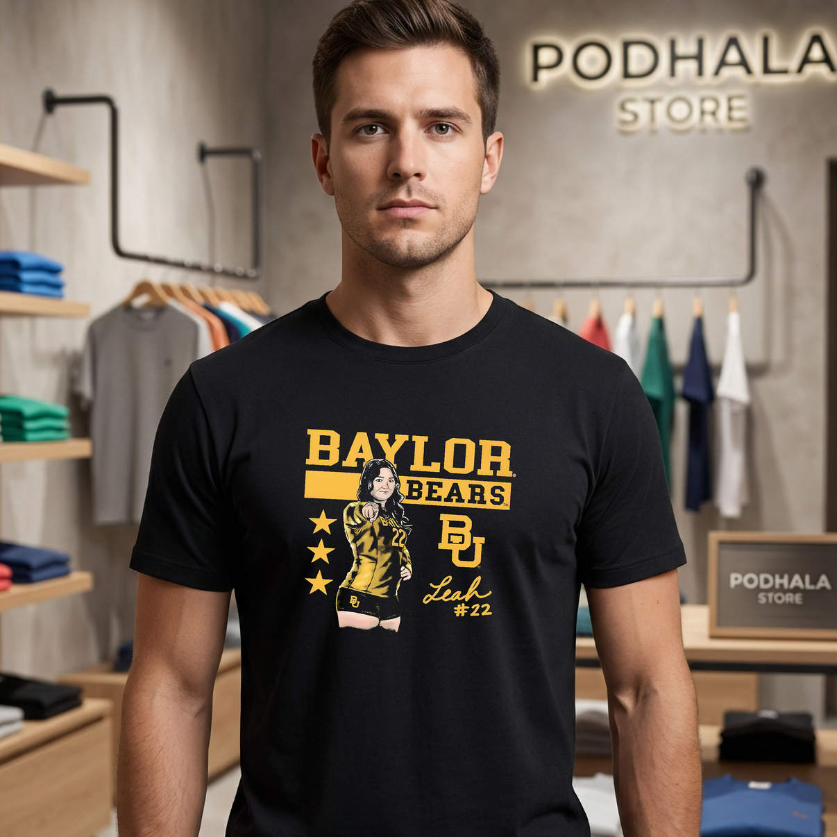 Leah Fredericks Baylor Bears Shirt Illustrated Signature Fan Graphic Casual
