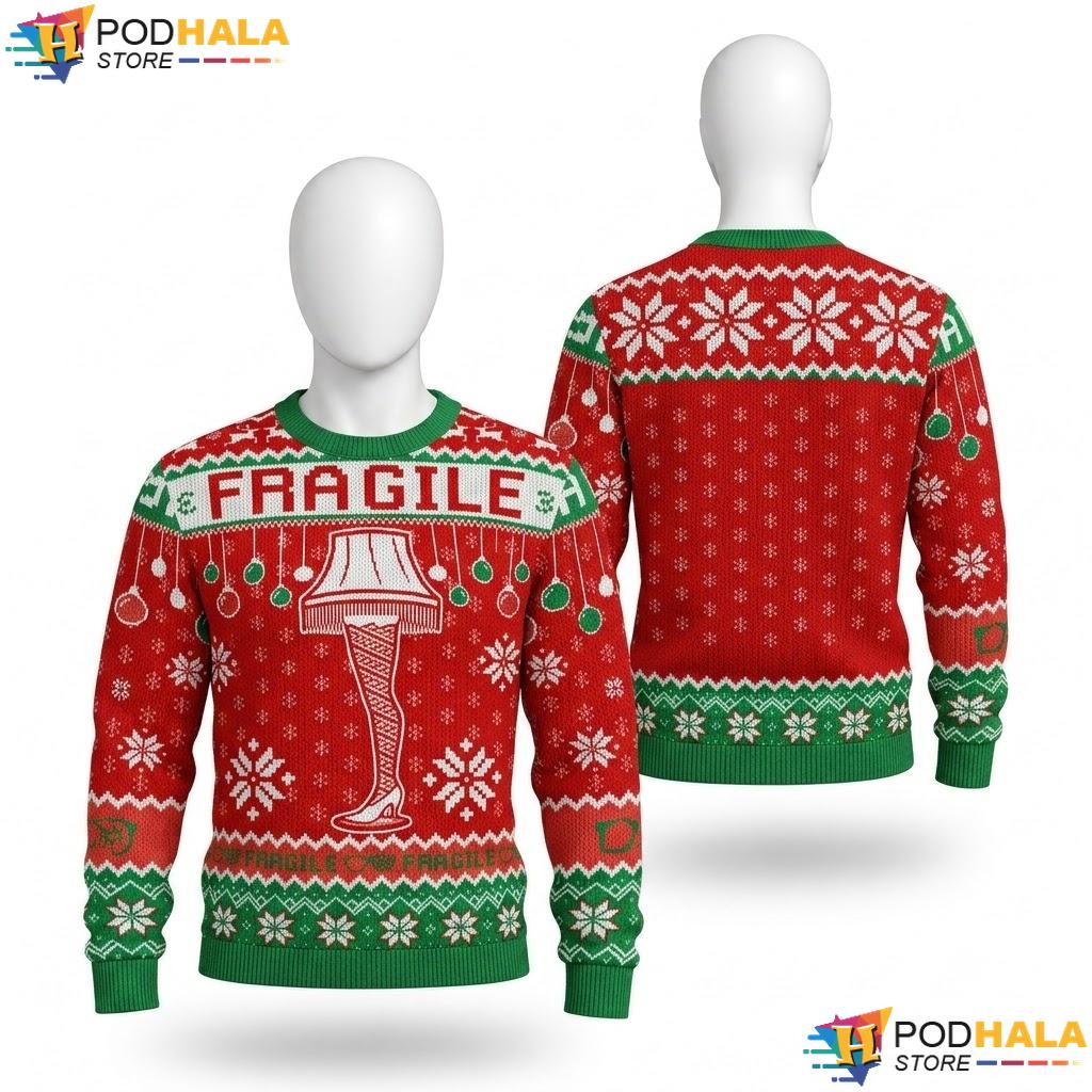 Leg Lamp Vintage Ugly Xmas Sweater Fragile Festive Holiday Winter Wear