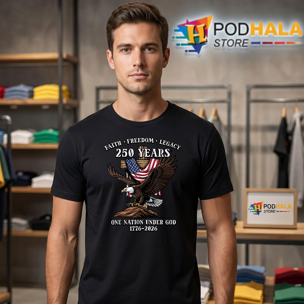Legacy Eagle 250th Anniversary USA Shirt 2026 Faith Freedom 250 Years Apparel