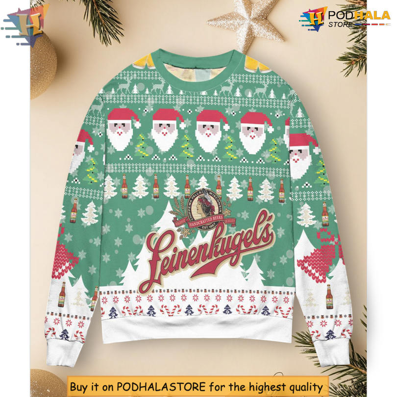 Leinenkugels Beer Classic Label Graphic Collector Vintage Holiday Christmas Sweater