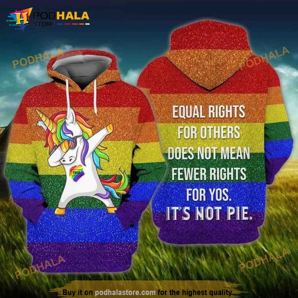 Lgbtq Equal Rights 3d Hoodie, Colorful Unicorn Design With Affirming Message
