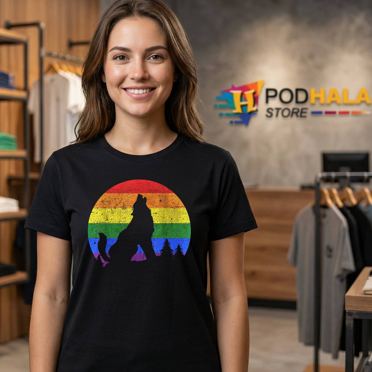 LGBTQ Pride Month Equality Wolf T-Shirt Funny Animal Graphic Apparel Mens LGBTQ Pride Month Equality Wolf T-Shirt Funny Animal Graphic Apparel Mens