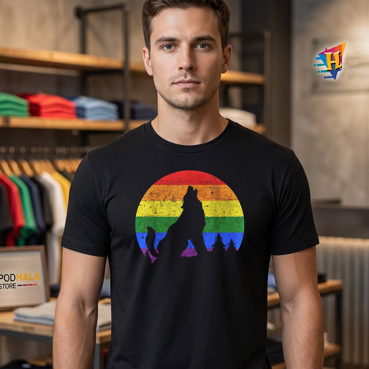 LGBTQ Pride Month Equality Wolf Tee Funny Animal Graphic Apparel Mens LGBTQ Pride Month Equality Wolf Tee Funny Animal Graphic Apparel Mens