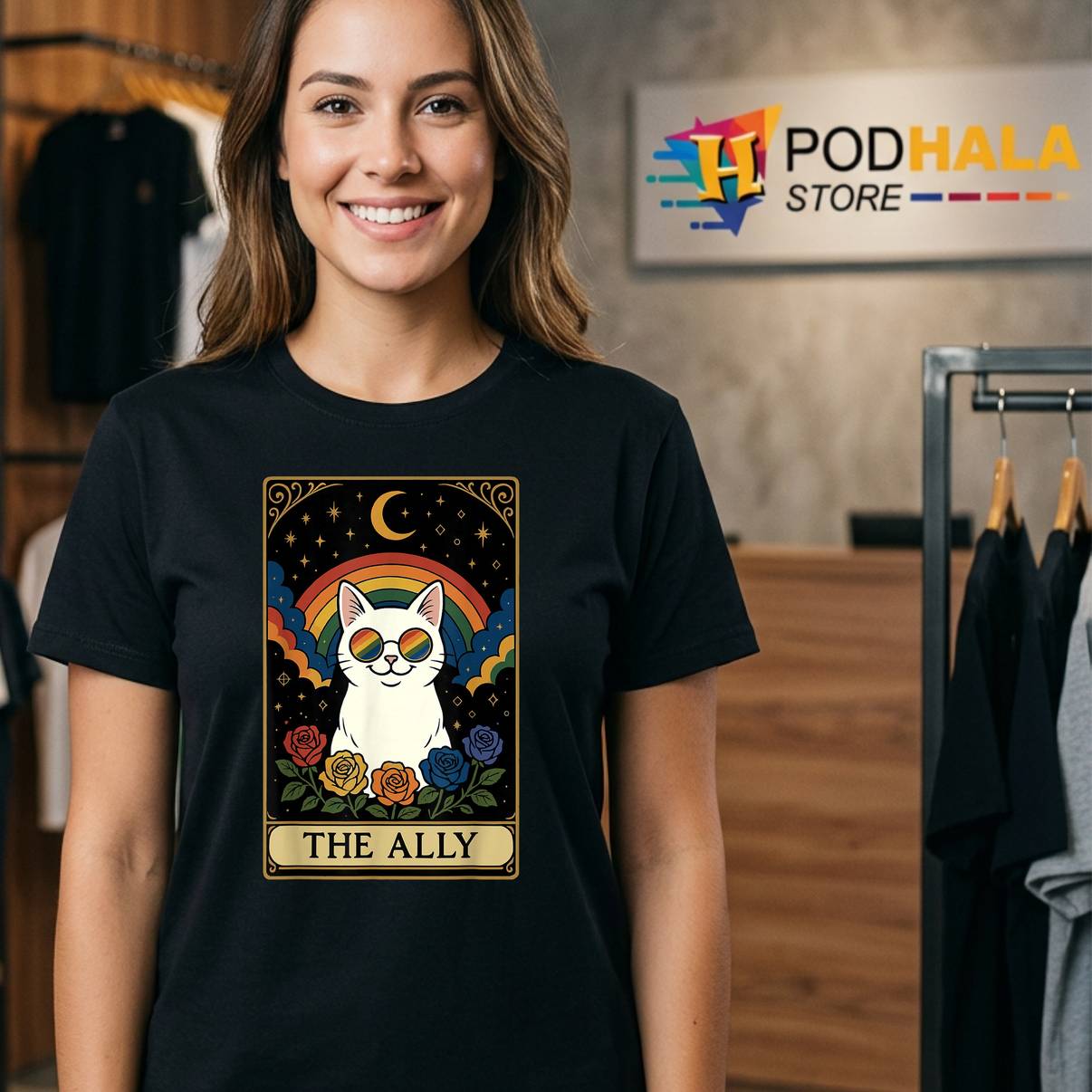 LGBTQ Pride The Ally Tarot Card Tee Vintage Gothic Graphic For Men LGBTQ Pride The Ally Tarot Card Tee Vintage Gothic Graphic For Men