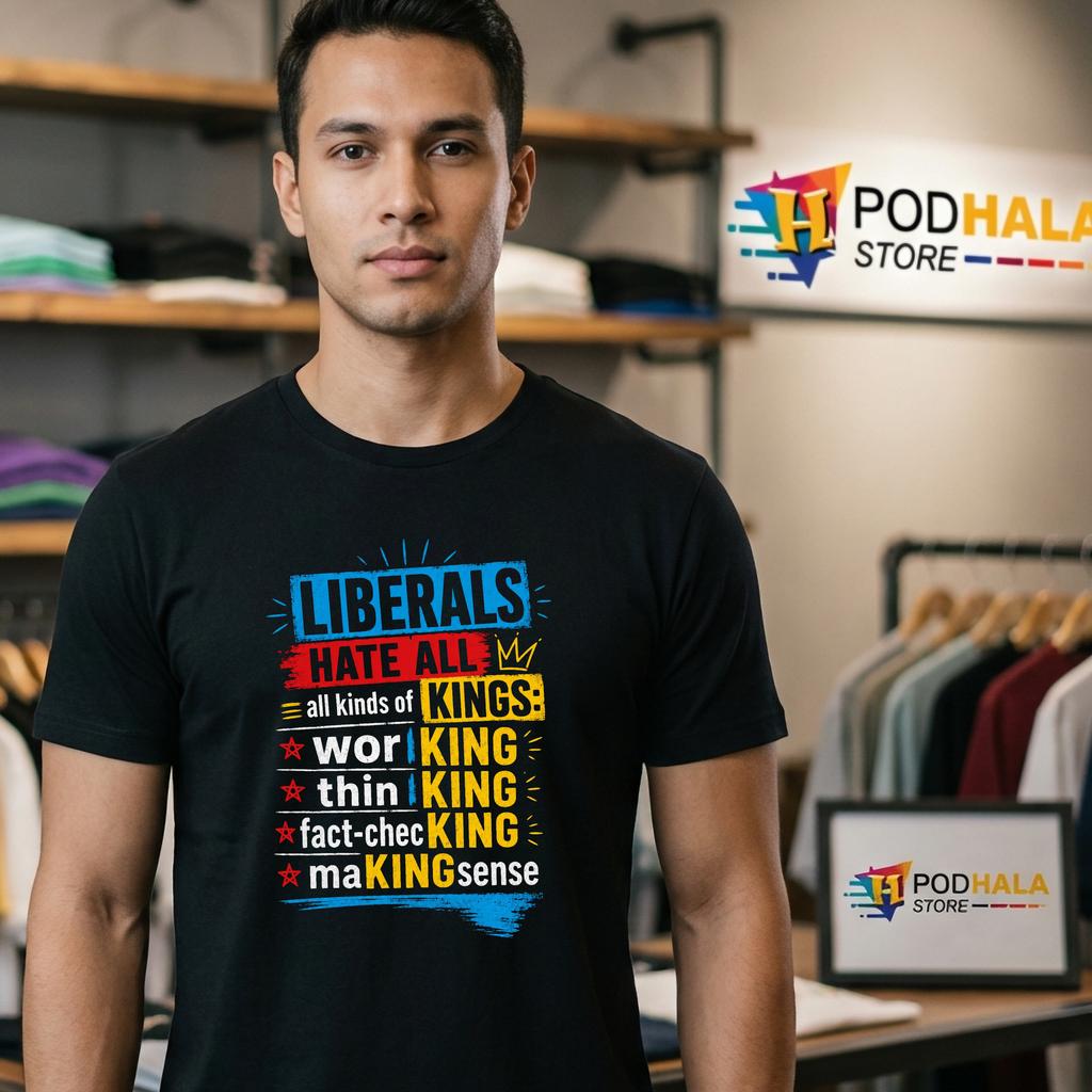 Liberals Hate Kings T-Shirt Funny Conservative Political Graphic Humor Tee