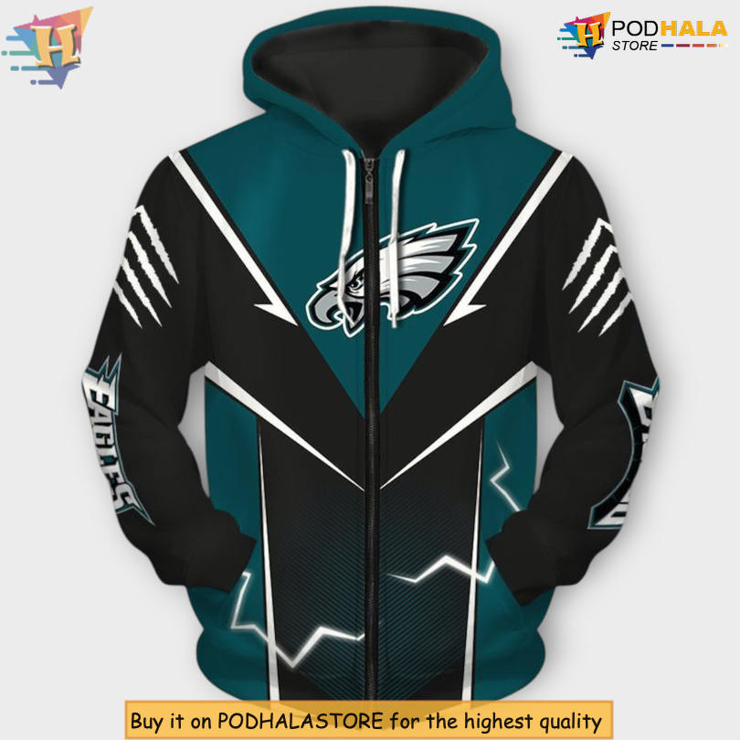 Lightning Graphic Design Custom Philadelphia Eagles Hoodies for Fans
