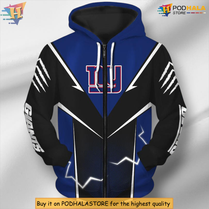 Lightning Graphic Pattern Custom Number New York Giants Hoodie Team Apparel Lightning Graphic Pattern Custom Number New York Giants Hoodie Team Apparel