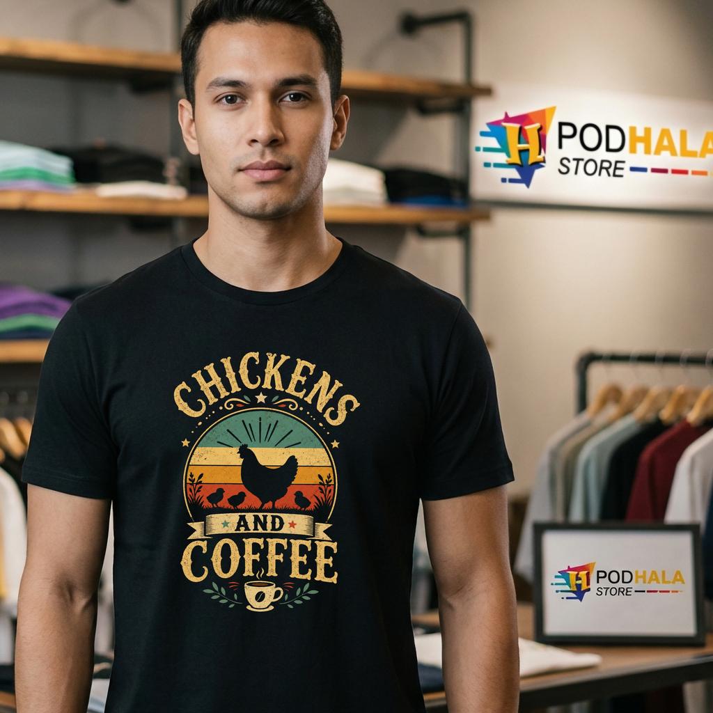 Like Chickens Coffee T-Shirt Funny Vintage Pet Theme Lover Graphic Apparel