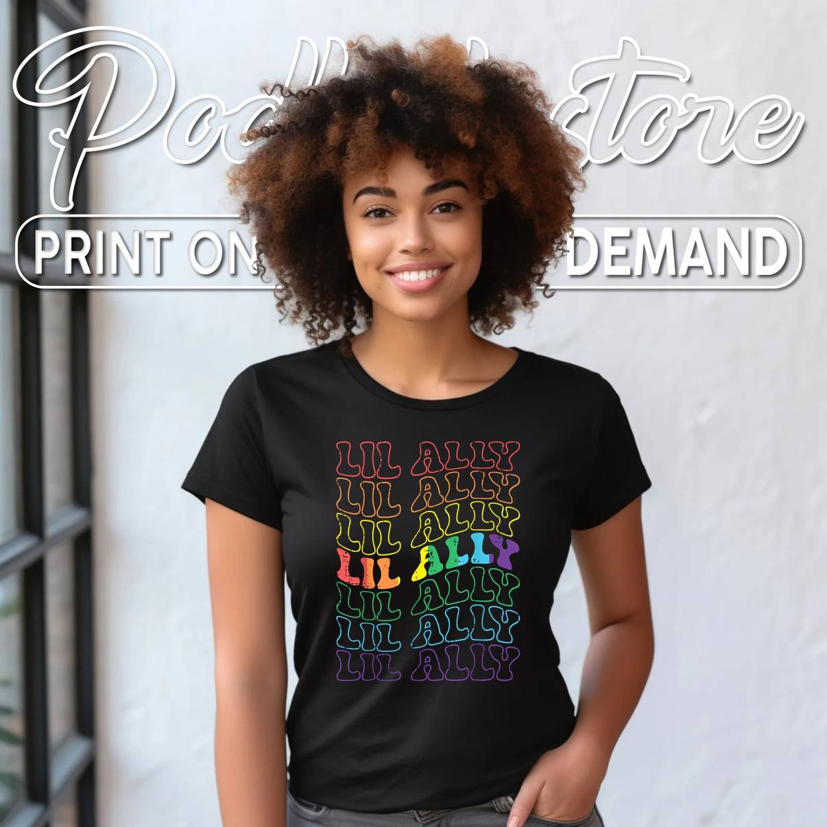 Lil Ally Rainbow Gay Flag Retro Shirt LGBTQ Pride Graphic Apparel Mens