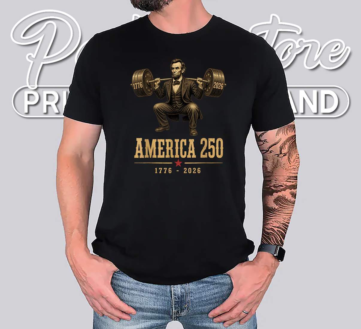 Lincoln Gym Weightlifting Tshirt America 250 Years 1776 2026 Fitness Top Lincoln Gym Weightlifting Tshirt America 250 Years 1776 2026 Fitness Top