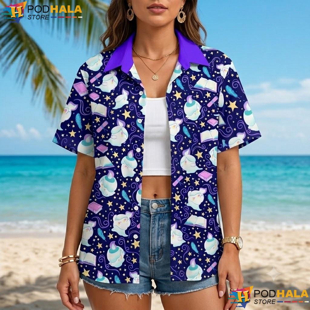 Litwick Magical Flame Short-sleeve button-up shirt Whimsical Ghost Summer Anime Apparel Litwick Magical Flame Short-sleeve button-up shirt Whimsical Ghost Summer Anime Apparel