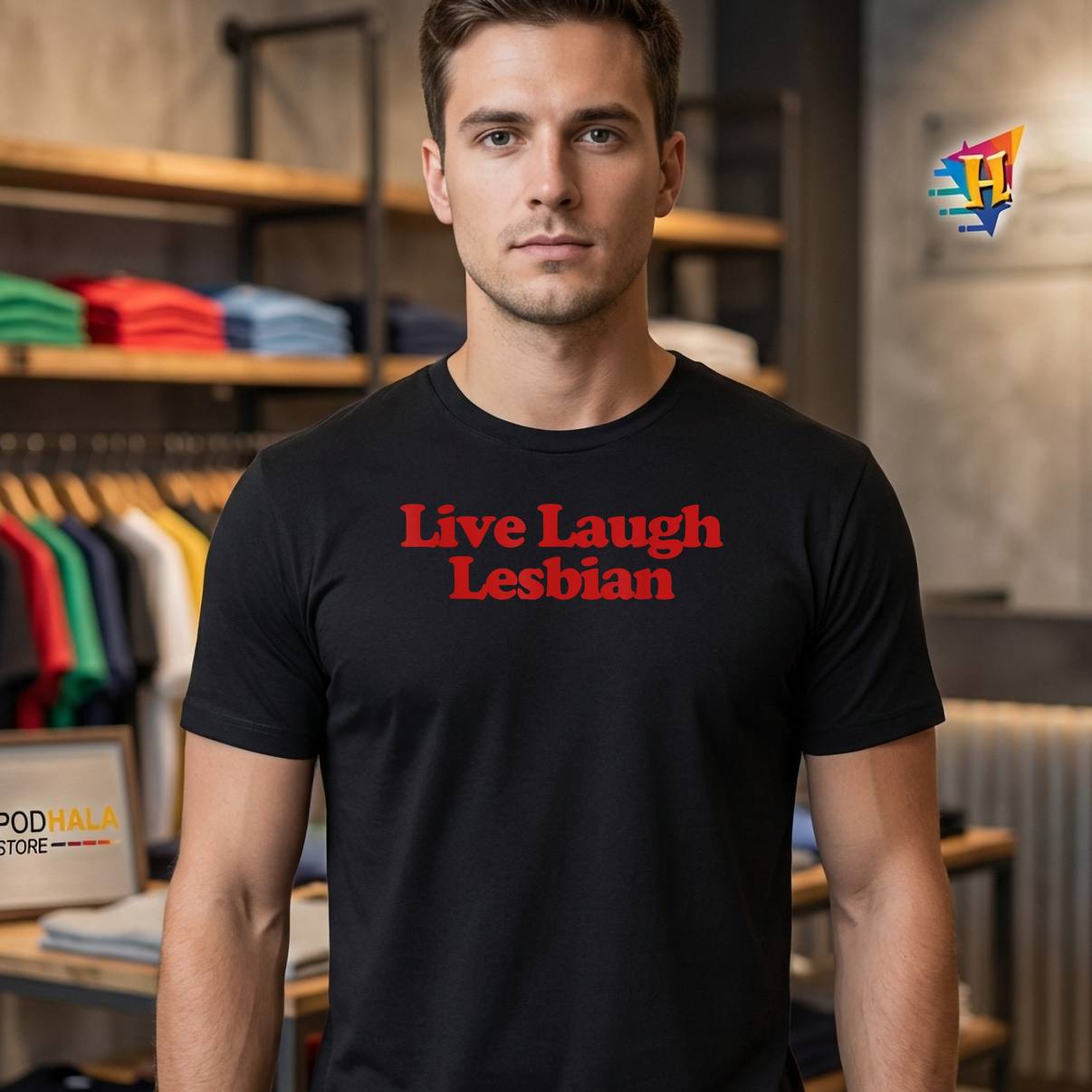 Live Laugh Lesbian Y2k Trendy Tshirt LGBTQ Pride Funny Graphic For Mens Live Laugh Lesbian Y2k Trendy Tshirt LGBTQ Pride Funny Graphic For Mens