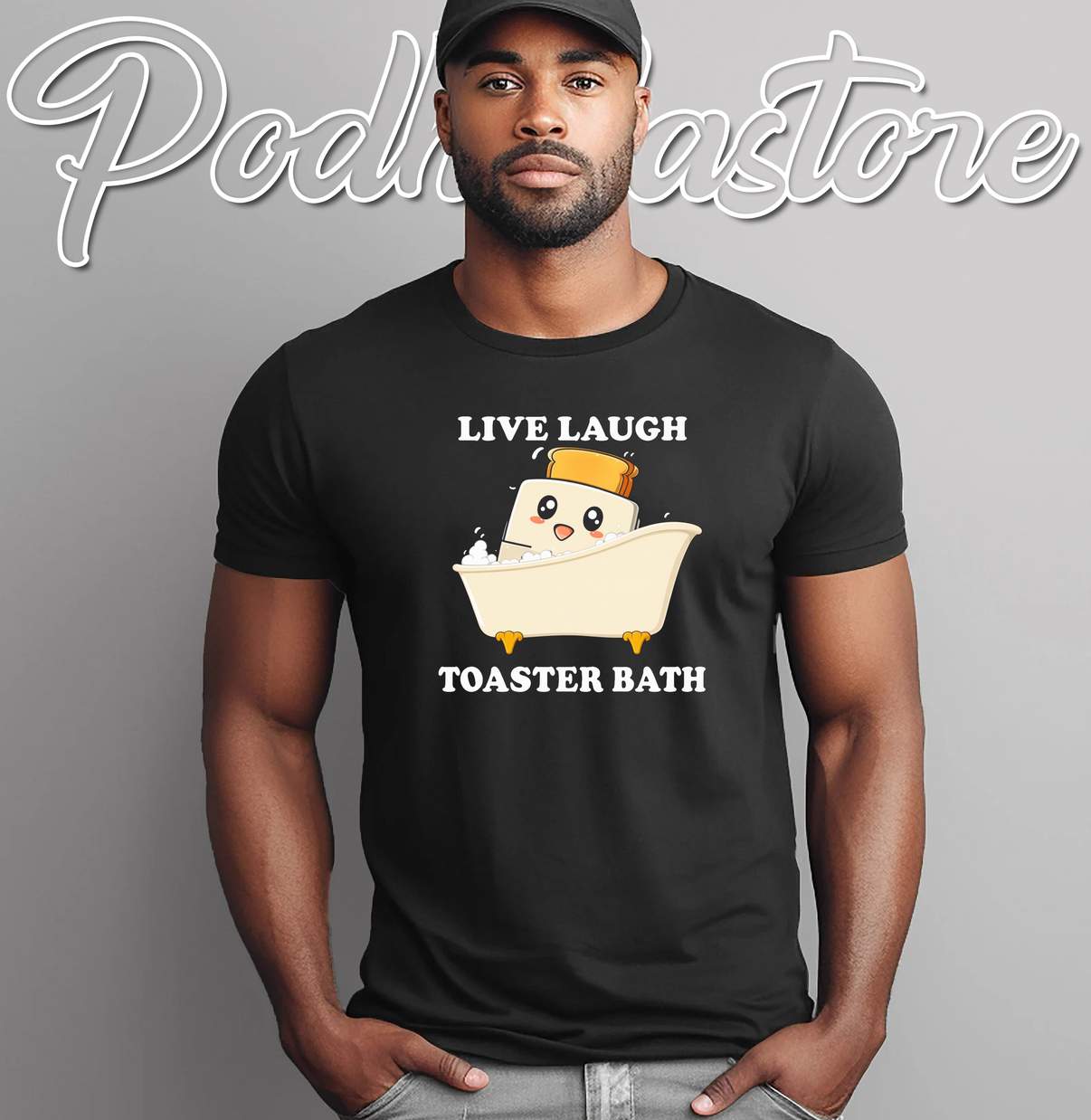 Live Laugh Toaster Bath Cartoon Shirt Funny Dark Humor Meme Graphic For Men