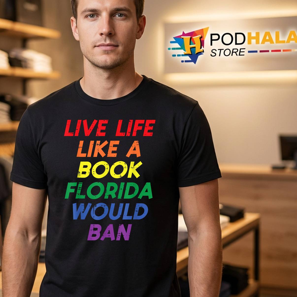 Live Life Like A Book Florida Shirt LGBTQ Ally Gay Pride Graphic Mens