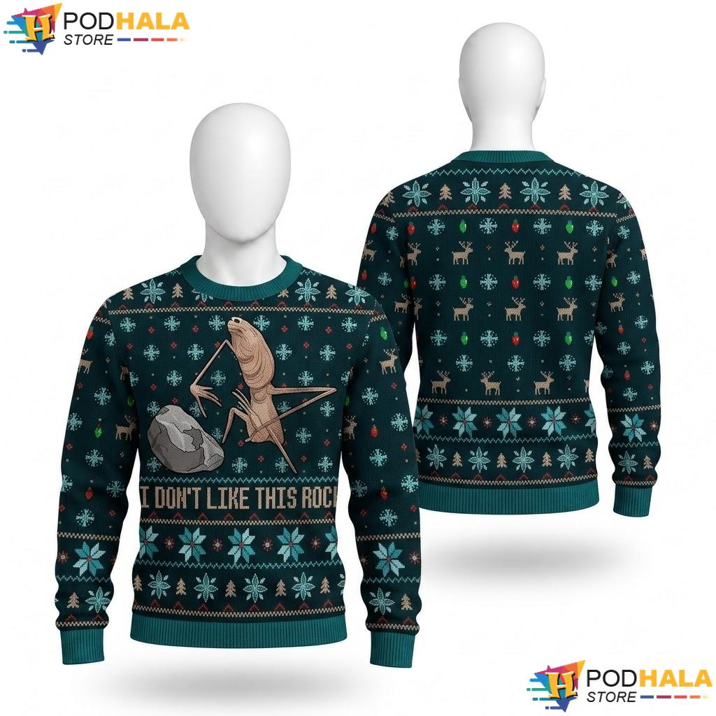 Lizard Dont Like Rock Ugly Christmas Sweater Funny Festive Xmas Apparel