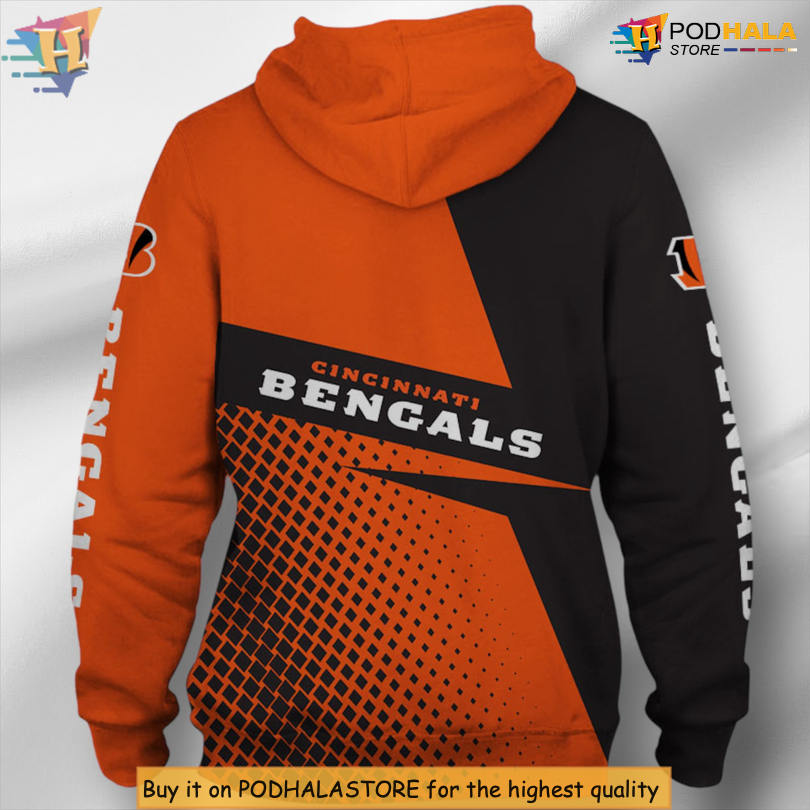 Long Sleeve Zip Design Cincinnati Bengals Pullover Hoodie 3D for Fans Long Sleeve Zip Design Cincinnati Bengals Pullover Hoodie 3D for Fans