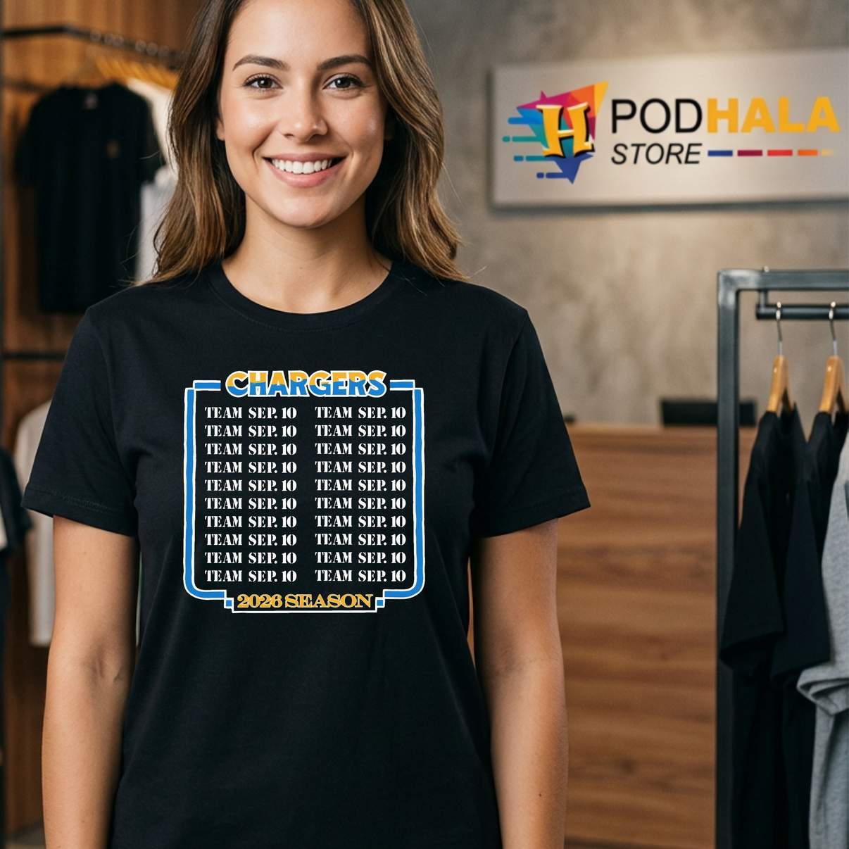 Los Angeles Chargers 2026 Shirt Queen Season Schedule Football Fan Graphic