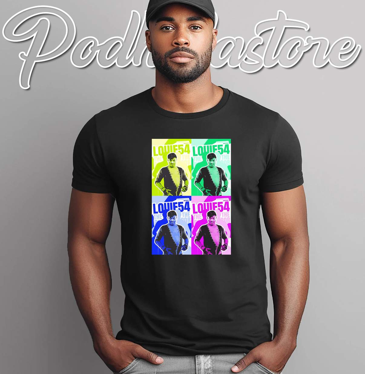 Louie 54 Pop Art Poster Retro Shirt Music Concert Fan Graphic Design Mens