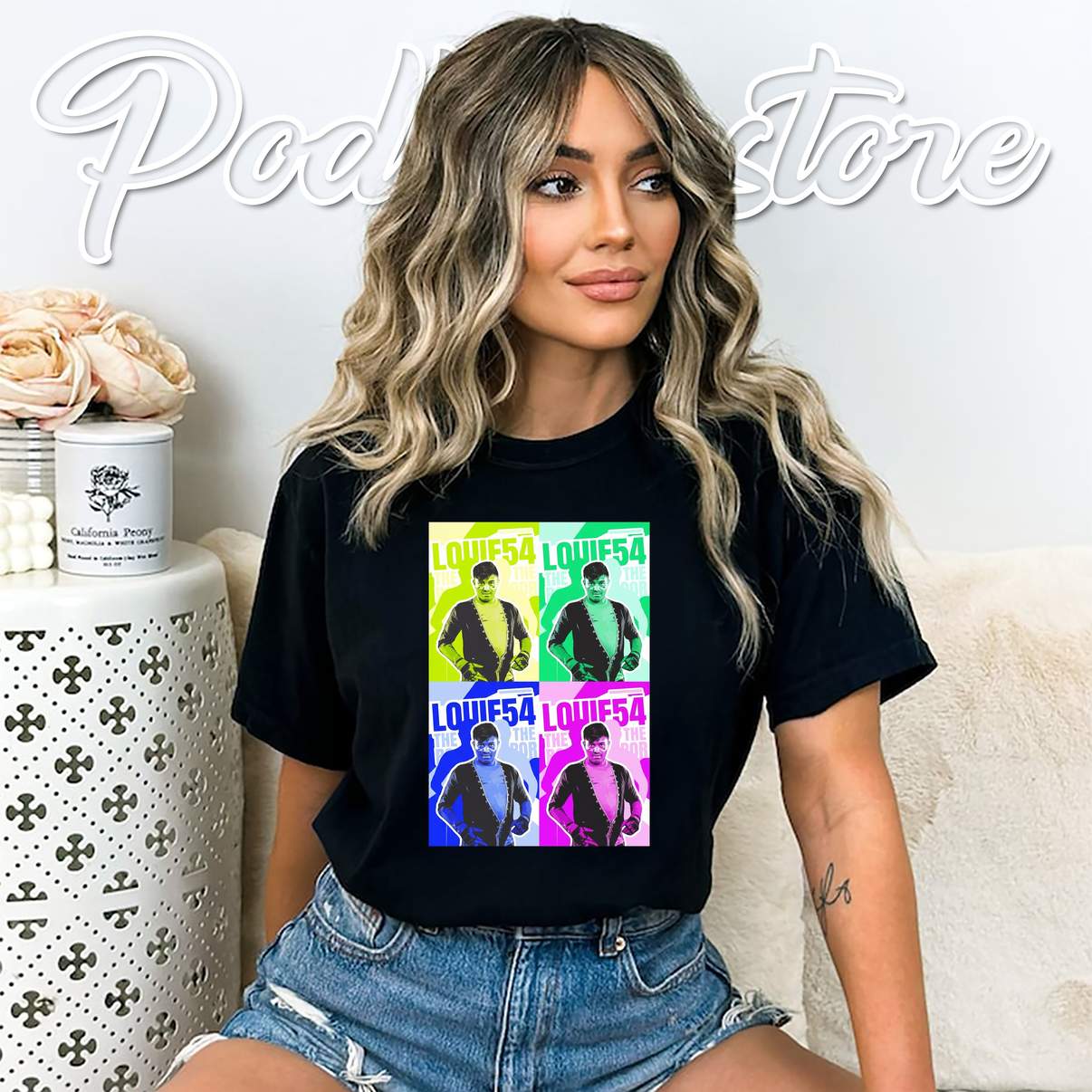 Louie 54 Pop Art Poster Retro T-Shirt Music Concert Fan Graphic Design Mens Louie 54 Pop Art Poster Retro T-Shirt Music Concert Fan Graphic Design Mens