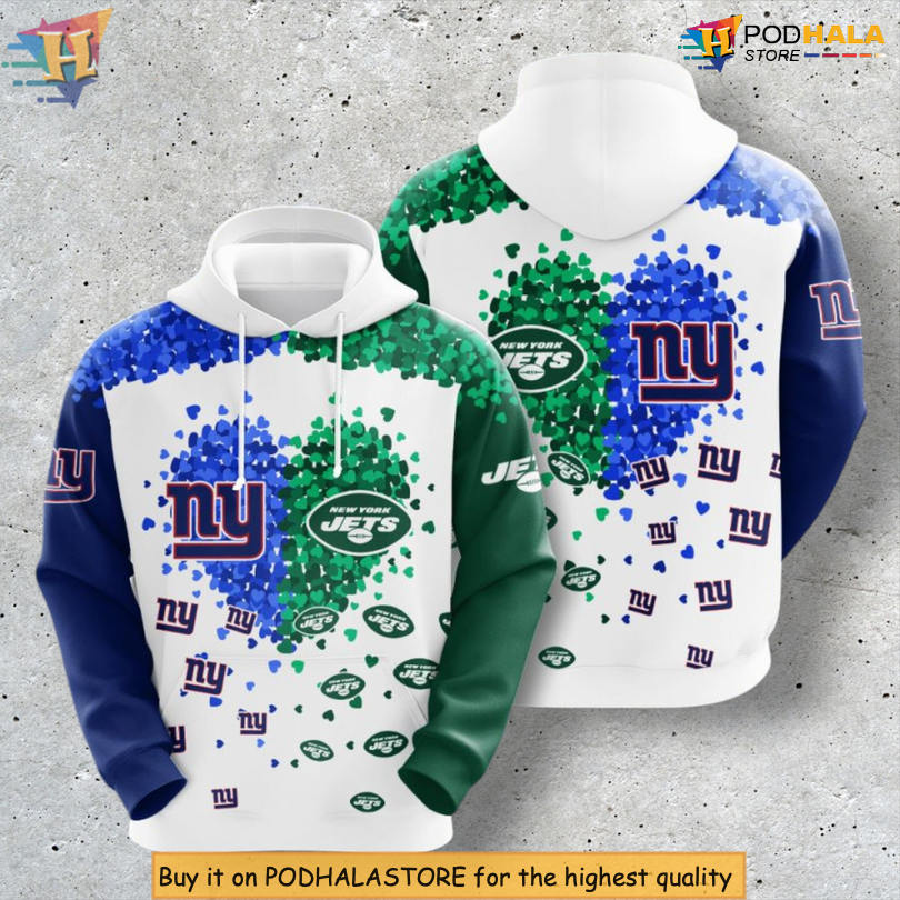 Love Heart NY Jets Collab Custom Number New York Giants Hoodie Couple Gift Love Heart NY Jets Collab Custom Number New York Giants Hoodie Couple Gift