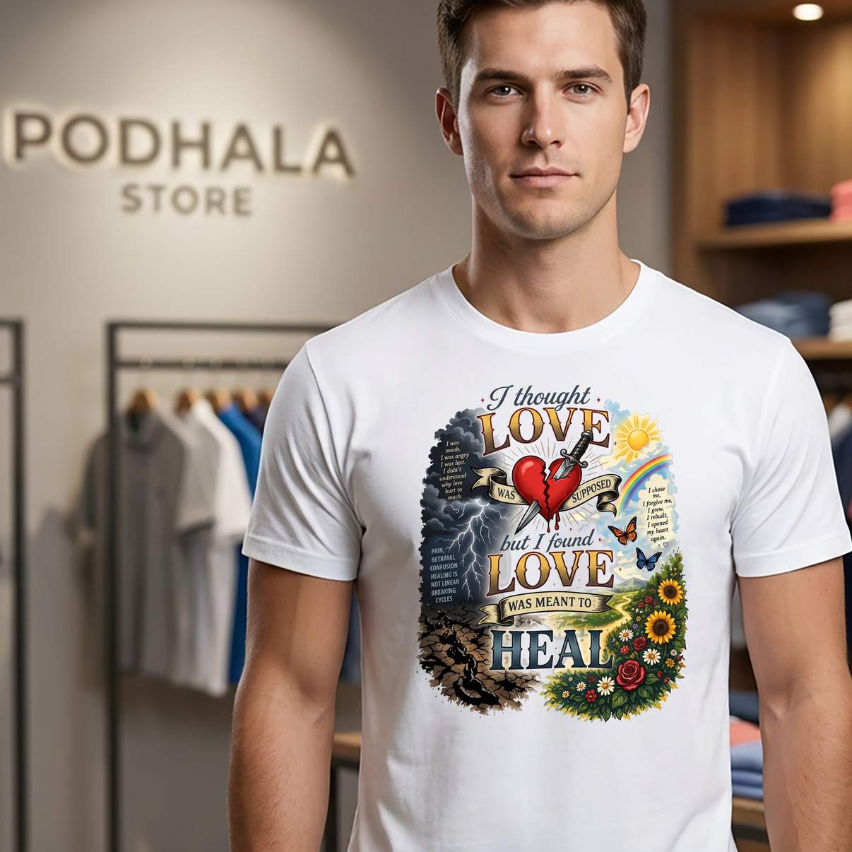 Love Was Meant To Heal Fan Shirt Retro Quote Graphic Design Apparel For Men