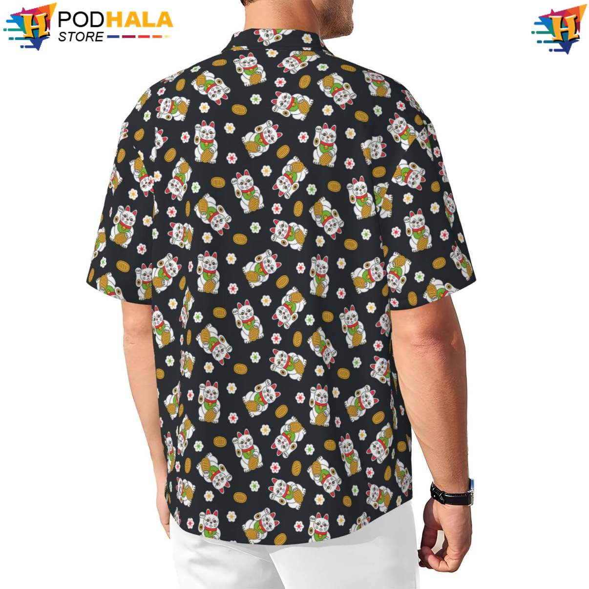 Lucky Coin Cat Short-sleeve button-up shirt Funny Novelty Mens Short Sleeve Beach Outfit Lucky Coin Cat Short-sleeve button-up shirt Funny Novelty Mens Short Sleeve Beach Outfit