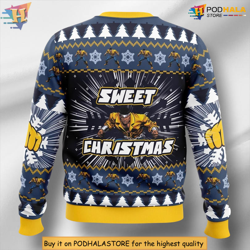 Luke Cage Sweet Christmas Quote Design 3D Graphic Art Retro Festive Holiday Sweater Luke Cage Sweet Christmas Quote Design 3D Graphic Art Retro Festive Holiday Sweater