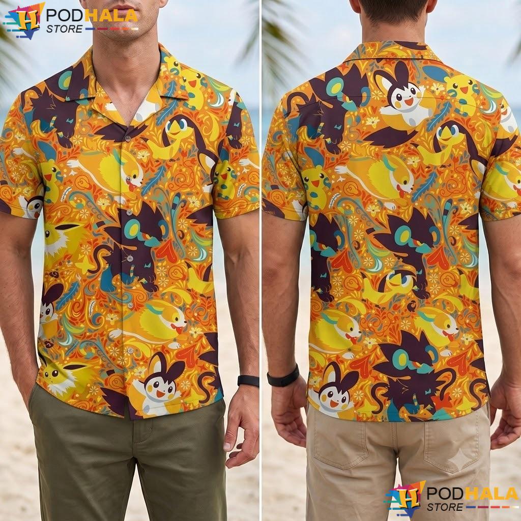Luxray Yamper Aloha Shirt Cute Electric Dog Summer Beach Outfit Luxray Yamper Aloha Shirt Cute Electric Dog Summer Beach Outfit