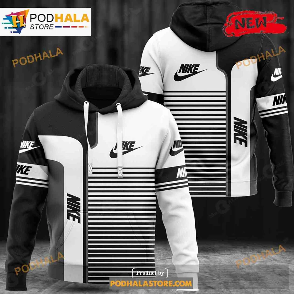 Luxury Nike Logo Gradient 3d Hoodie With Striking Black And White Design