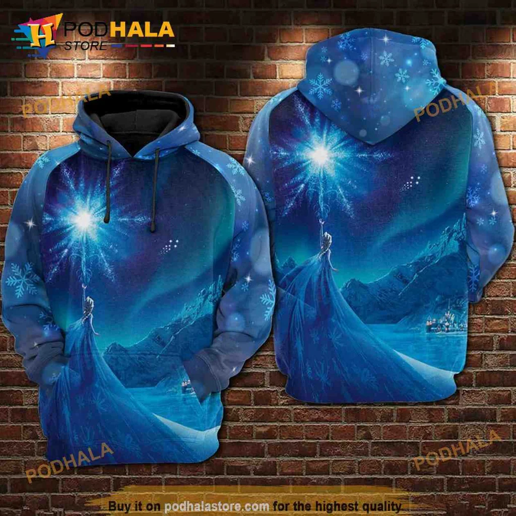 Magical Elsa Frozen 3d Hoodie Featuring Enchanting Winter Landscape Design