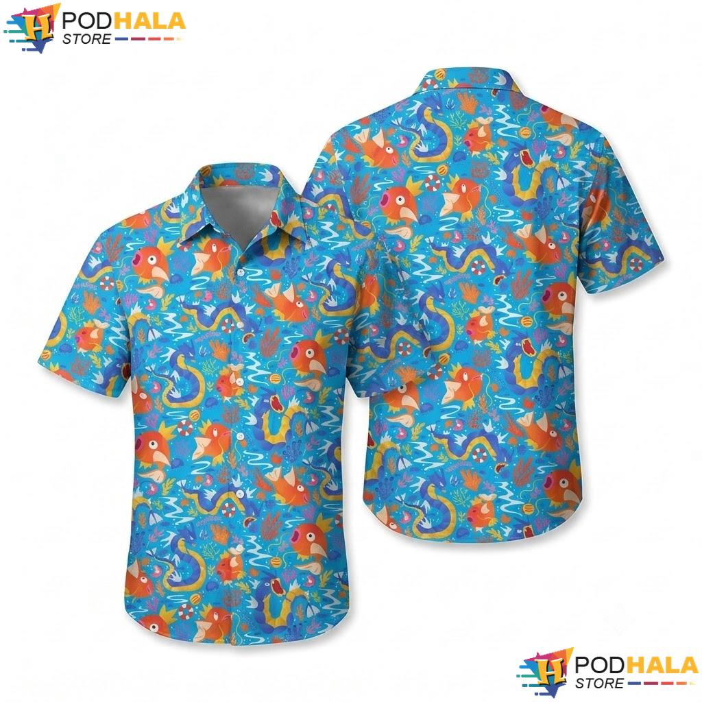 Magikarp Gyarados Hawaiian Shirt Ocean Pattern Summer Beach Outfit
