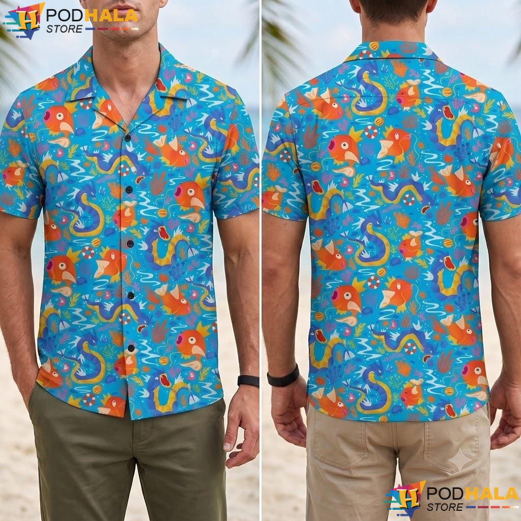 Magikarp Gyarados Aloha Shirt Ocean Pattern Summer Beach Outfit Magikarp Gyarados Aloha Shirt Ocean Pattern Summer Beach Outfit