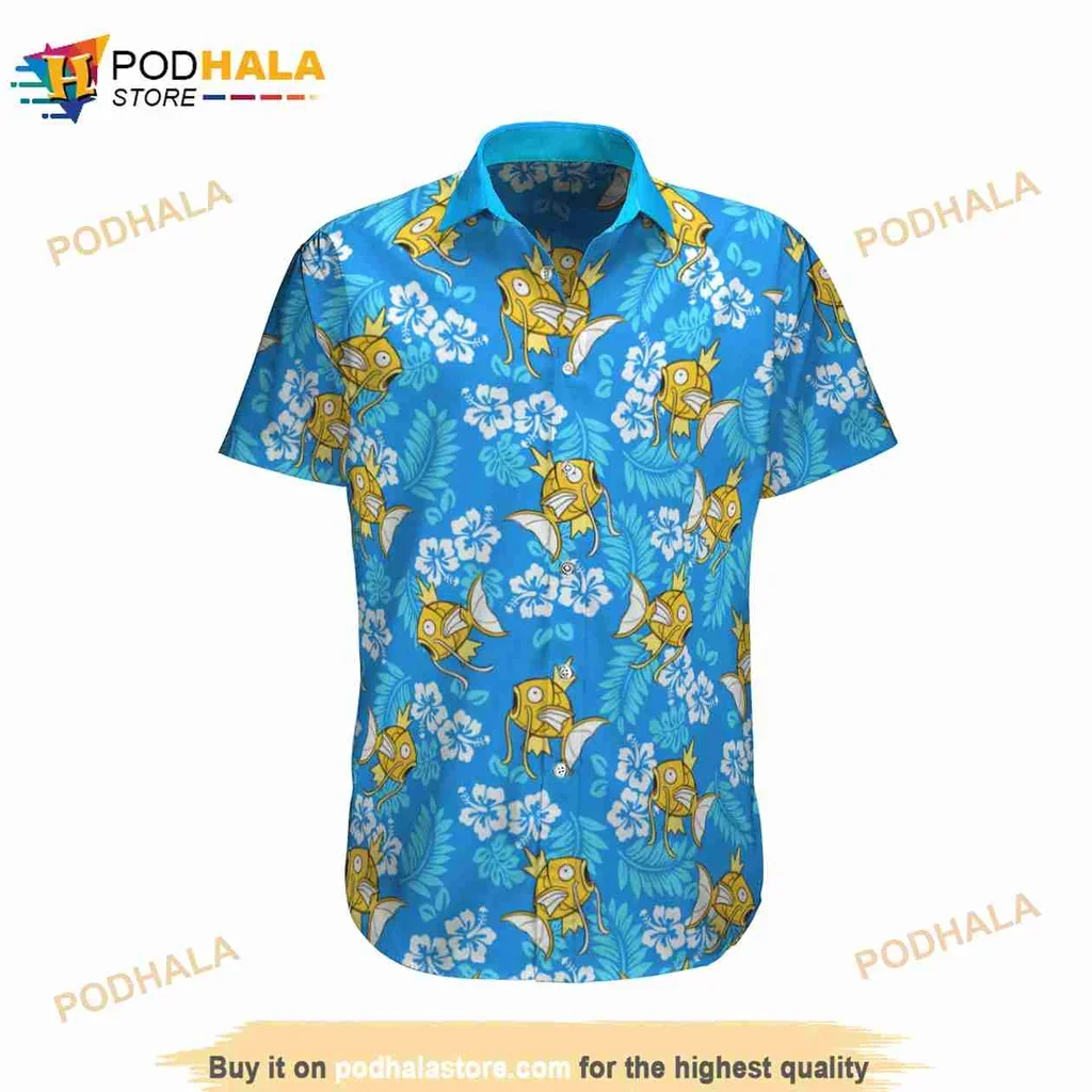 Magikarp Tropical Hawaiian Shirt With Hibiscus Flowers