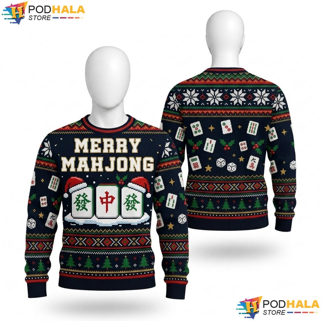 Mahjong Holiday Party Christmas Sweater Funny Womens Mens Apparel