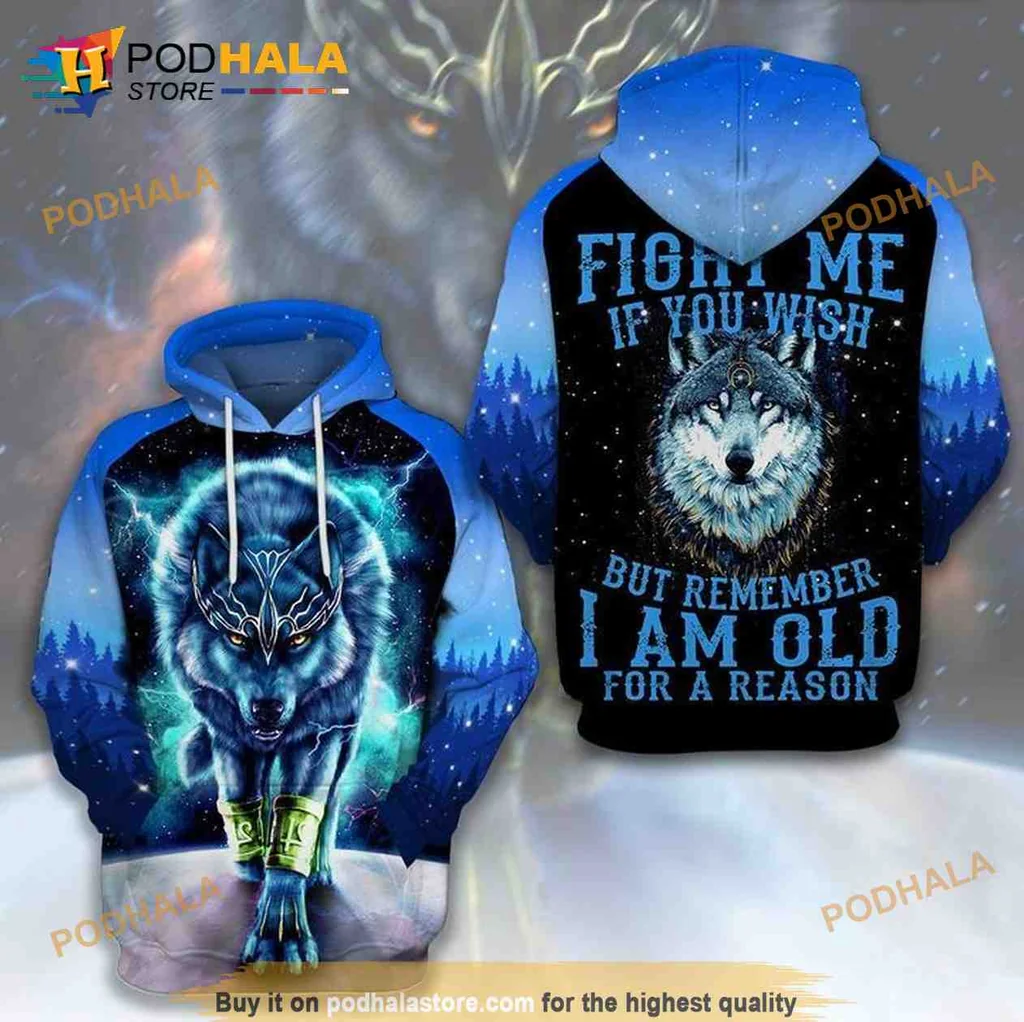 Majestic Wolf Fight Me If You Wish 3d Hoodie With Mystical Forest Design