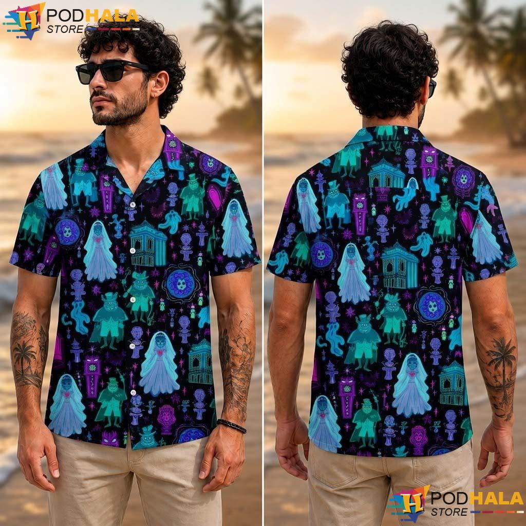 Mansion Foolish Halloween Aloha Shirt Disney Hitchhiking Party Top Mansion Foolish Halloween Aloha Shirt Disney Hitchhiking Party Top