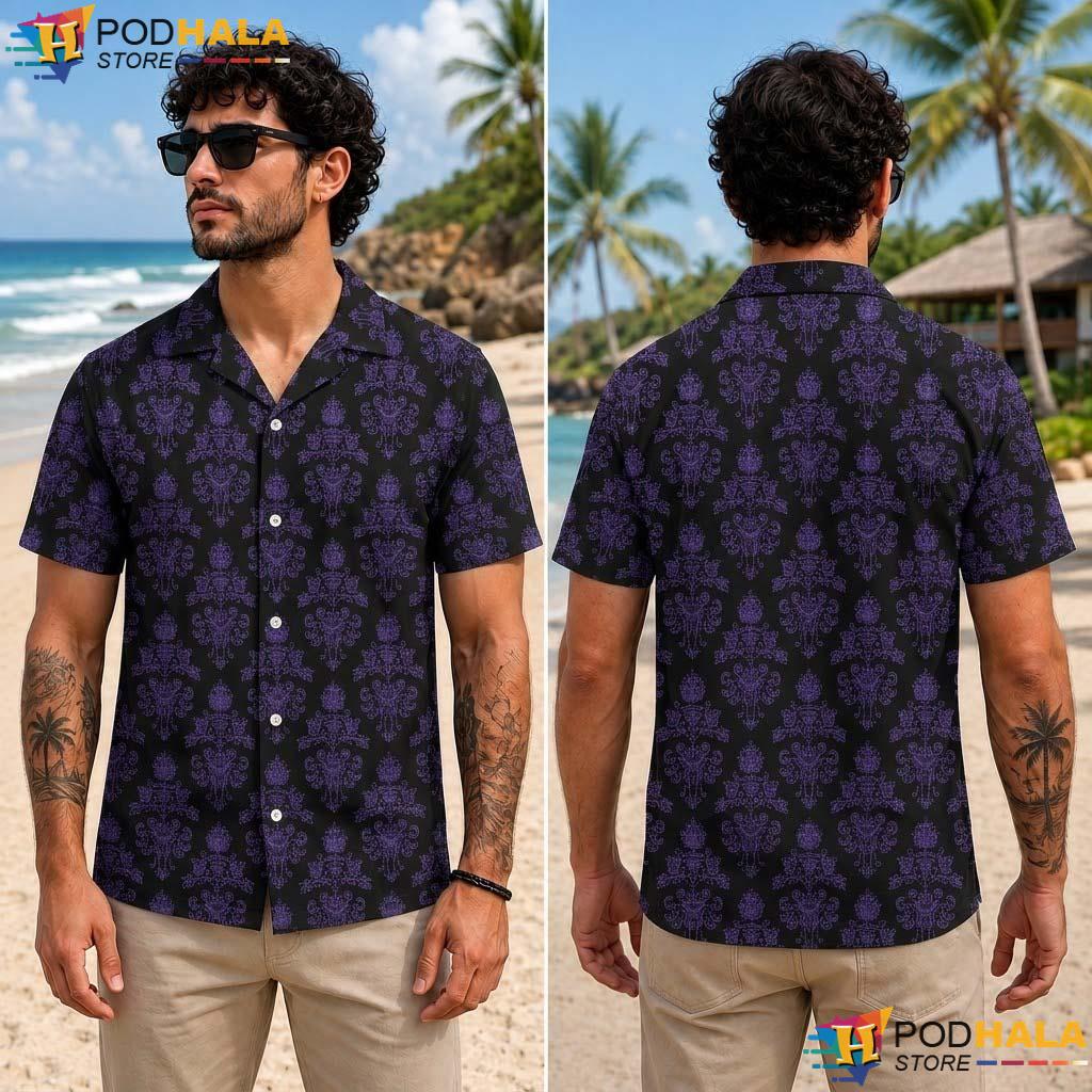 Mansion Hitchhiking Halloween Aloha Shirt Disney Purple Spooky Aloha Mansion Hitchhiking Halloween Aloha Shirt Disney Purple Spooky Aloha