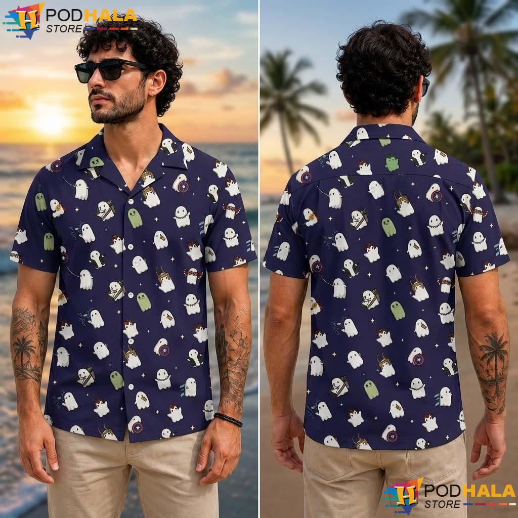Marvel Ghosts Halloween Aloha Shirt Spooky Superhero Pocket Outfit Marvel Ghosts Halloween Aloha Shirt Spooky Superhero Pocket Outfit