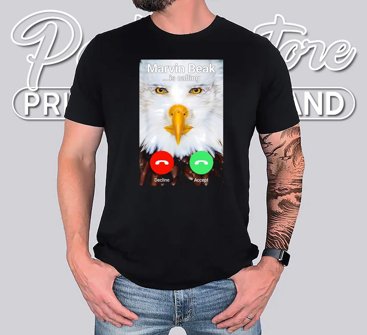 Marvin Beak Is Calling Funny Shirt Decline Accept Humor Graphic Design Mens