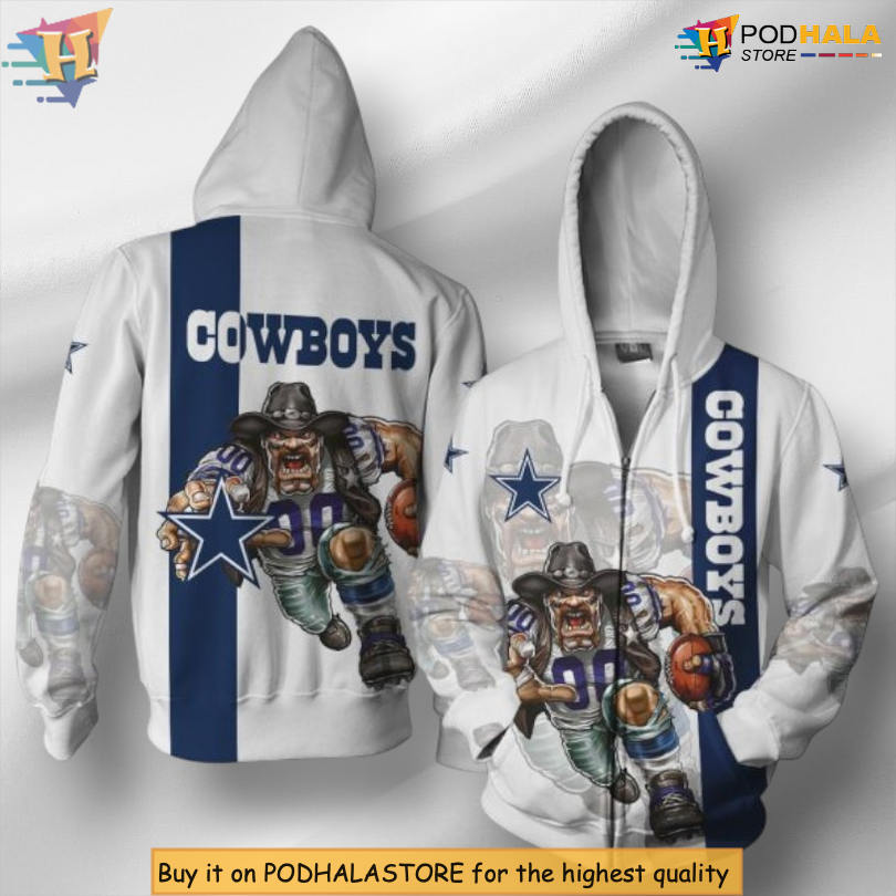 Mascot Look Vintage Dallas Cowboys Hoodie 3D Horror Theme