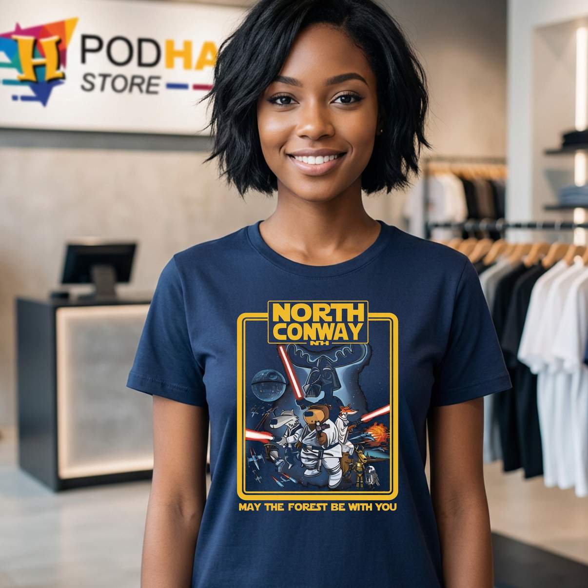 May The Forest Be With You Tee North Conway NH Funny Star War Animal Parody Graphic May The Forest Be With You Tee North Conway NH Funny Star War Animal Parody Graphic