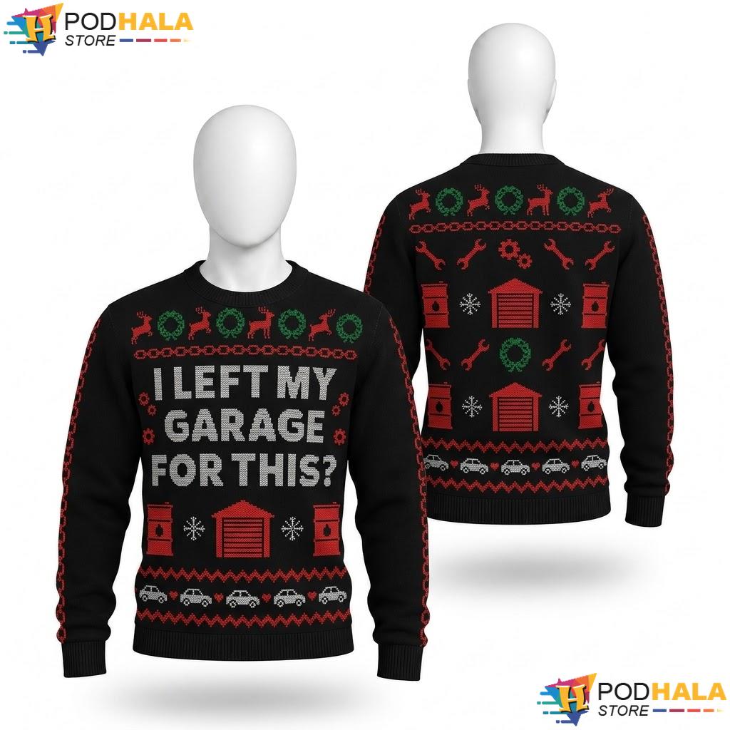 Mechanic Garage Car Ugly Christmas Sweater Funny Xmas Holiday Top